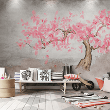MinimalisticDecor.com-Pink Tree Wallpaper Murals: Vibrant and Stylish Décor