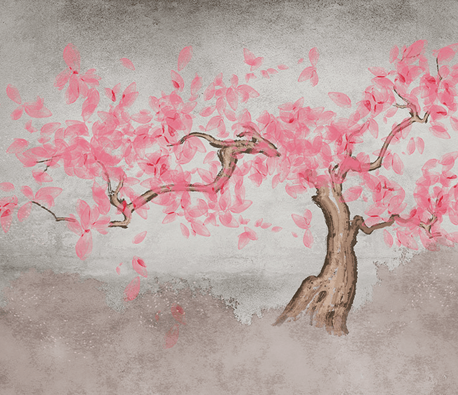 MinimalisticDecor.com-Pink Tree Wallpaper Murals: Vibrant and Stylish Décor