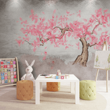 MinimalisticDecor.com-Pink Tree Wallpaper Murals: Vibrant and Stylish Décor