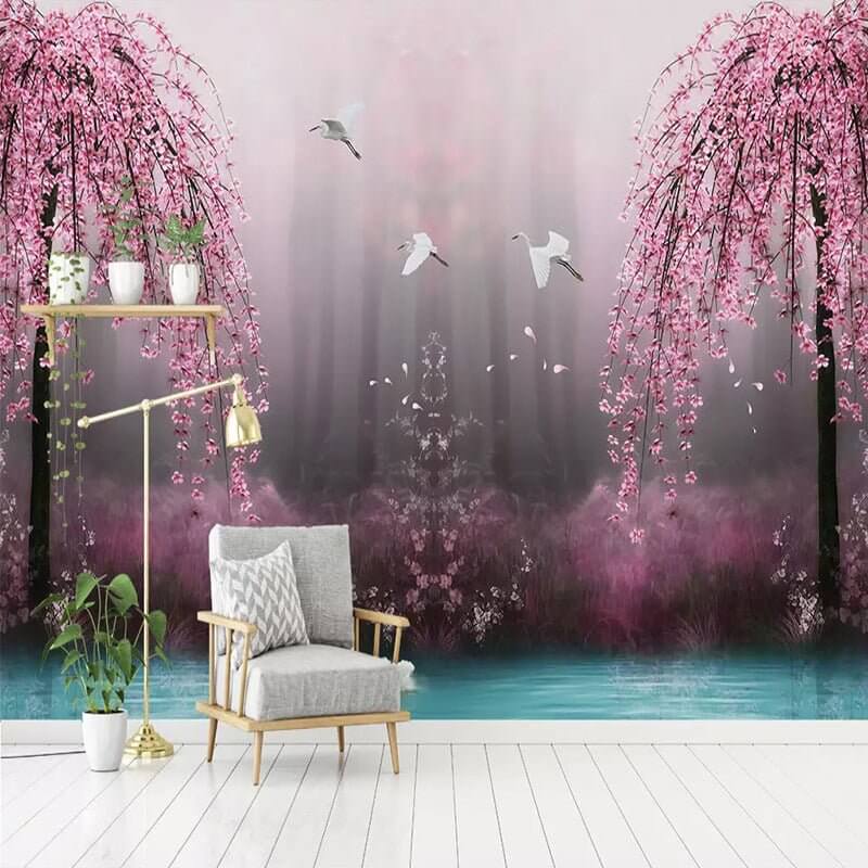 MinimalisticDecor.com-Pink Trees Wallpaper - Perfect Wallpaper for Your Space