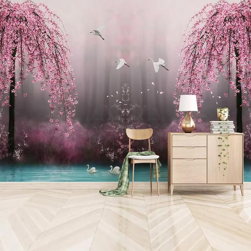MinimalisticDecor.com-Pink Trees Wallpaper - Perfect Wallpaper for Your Space