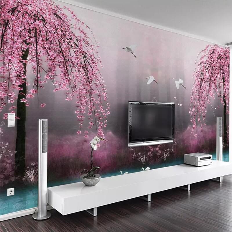 MinimalisticDecor.com-Pink Trees Wallpaper - Perfect Wallpaper for Your Space