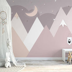 MinimalisticDecor.com-Pinkish Mountains Nursery Wallpaper