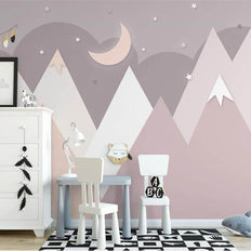 MinimalisticDecor.com-Pinkish Mountains Nursery Wallpaper