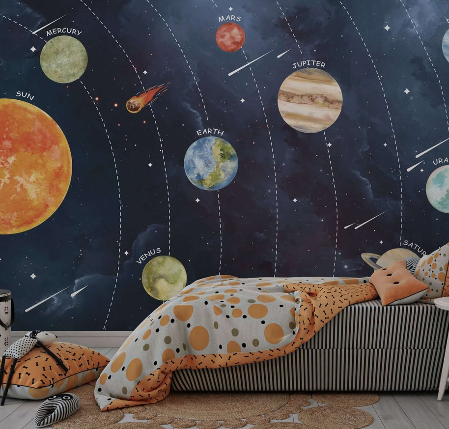 MinimalisticDecor.com-Planets: Kids Room Wallpaper Mural – Explore the Cosmos