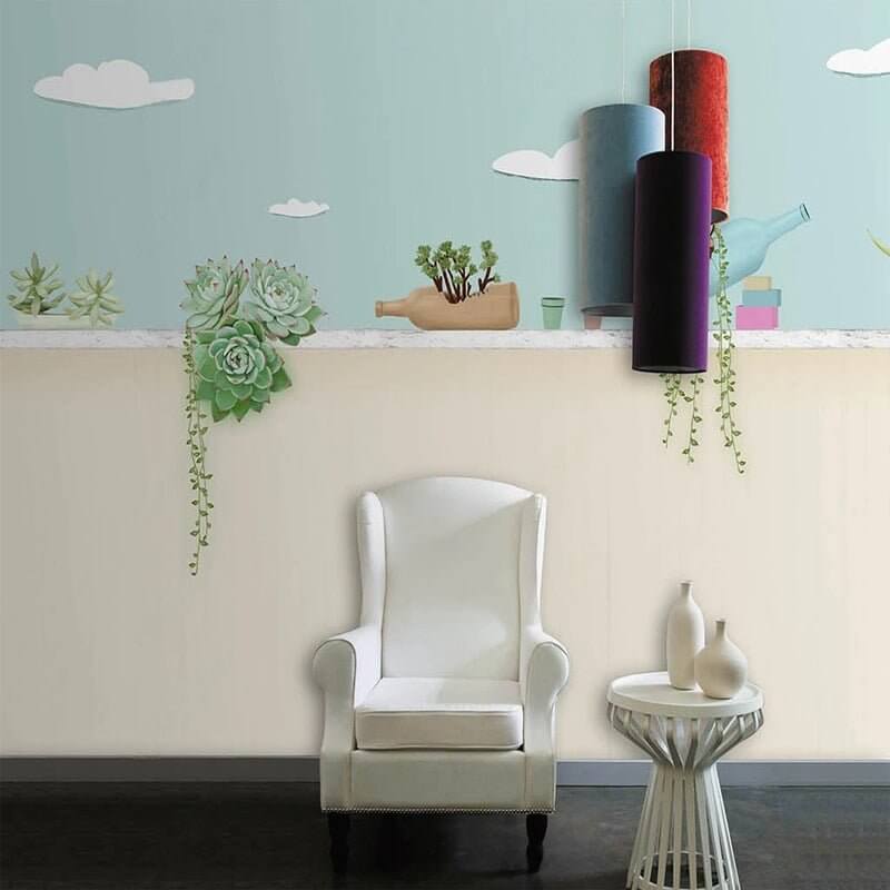 MinimalisticDecor.com-Plants Pots on Wall Nursery Wallpaper - Perfect Décor