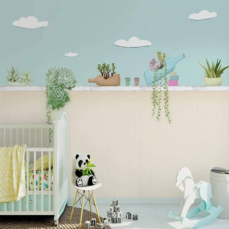 MinimalisticDecor.com-Plants Pots on Wall Nursery Wallpaper - Perfect Décor