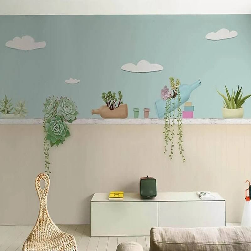 MinimalisticDecor.com-Plants Pots on Wall Nursery Wallpaper - Perfect Décor