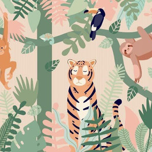 MinimalisticDecor.com-Playful Jungle Friends Wallpaper