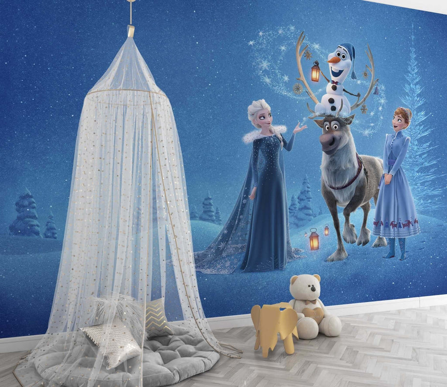 MinimalisticDecor.com-Princess Elsa & Team Girls Room Wallpaper