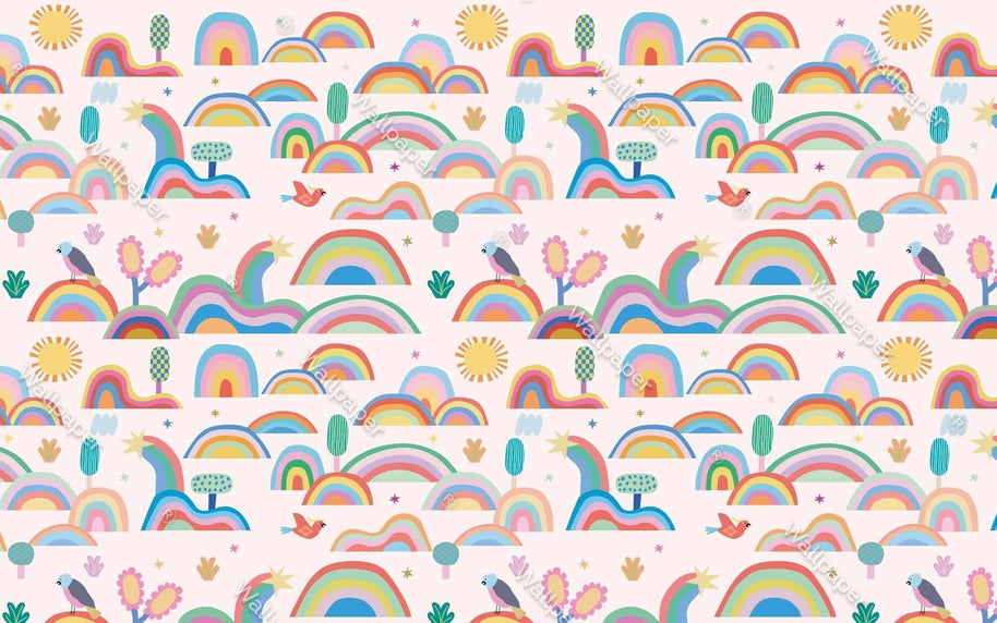 MinimalisticDecor.com-Rainbow City - Kids Room Wallpaper Mural