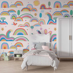 MinimalisticDecor.com-Rainbow City - Kids Room Wallpaper Mural