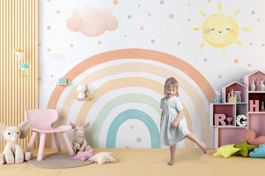 MinimalisticDecor.com-Rainbow Kingdom Kids Room Wallpaper Mural