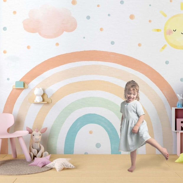 MinimalisticDecor.com-Rainbow Kingdom Kids Room Wallpaper Mural