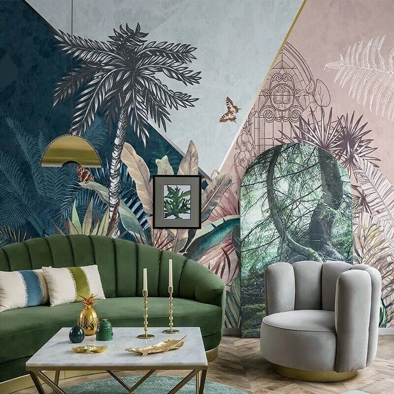 MinimalisticDecor.com-Rainforest Palm Trees Wallpaper for Home Wall Decor