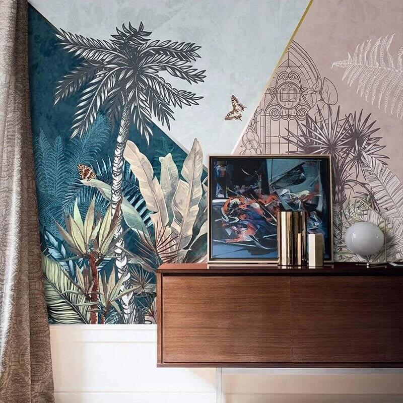 MinimalisticDecor.com-Rainforest Palm Trees Wallpaper for Home Wall Decor