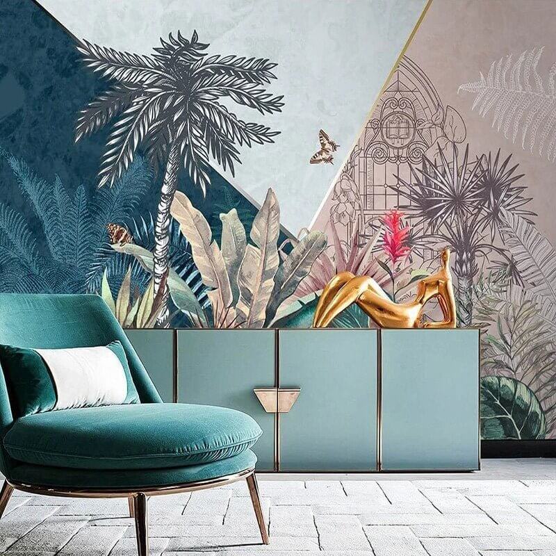 MinimalisticDecor.com-Rainforest Palm Trees Wallpaper for Home Wall Decor