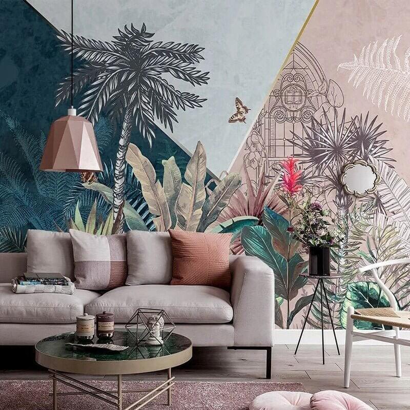 MinimalisticDecor.com-Rainforest Palm Trees Wallpaper for Home Wall Decor