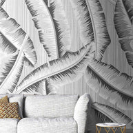 MinimalisticDecor.com-Retro Black Leaves Wallpaper Mural