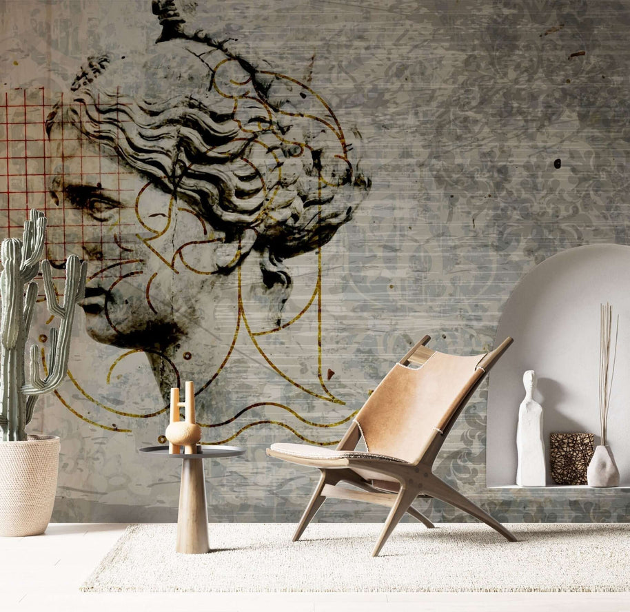 MinimalisticDecor.com-Retro Face Wallpaper Mural - Transform Your Space