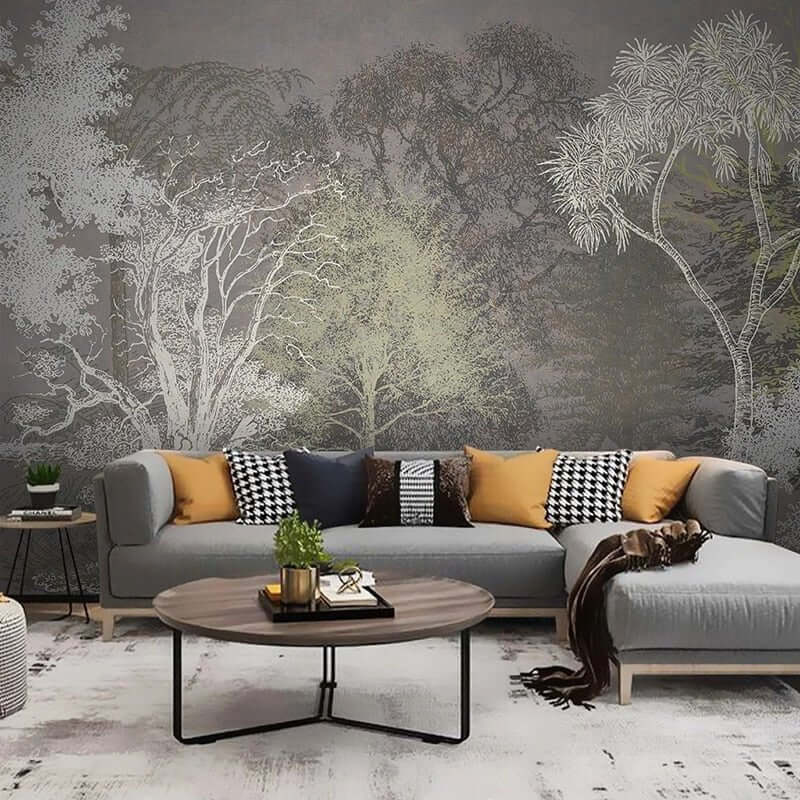 MinimalisticDecor.com-Retro Forest 3D Tree Wallpaper for Home Wall Decor
