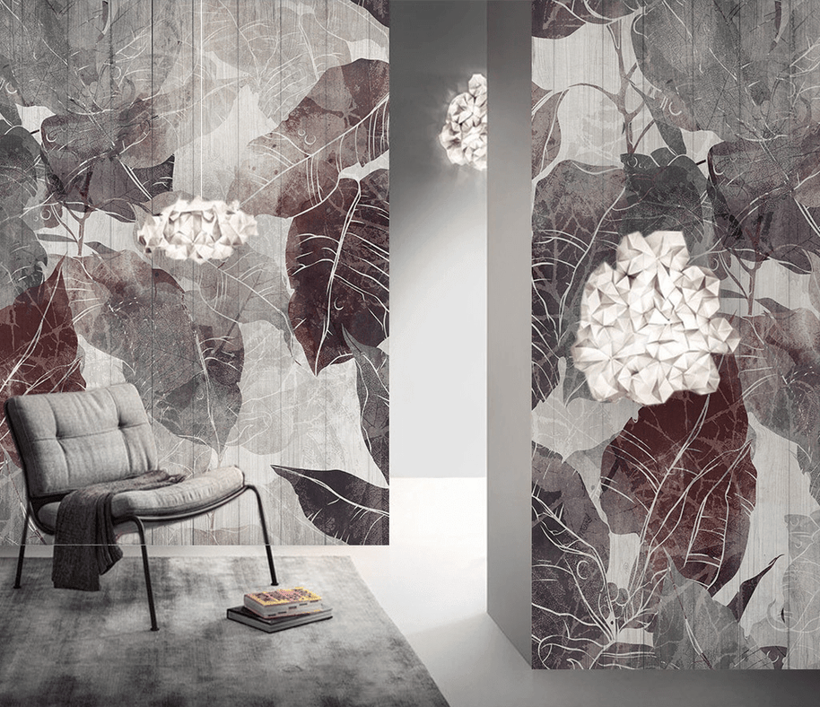 MinimalisticDecor.com-Retro Leaves Theme: Romantic Wallpaper Murals