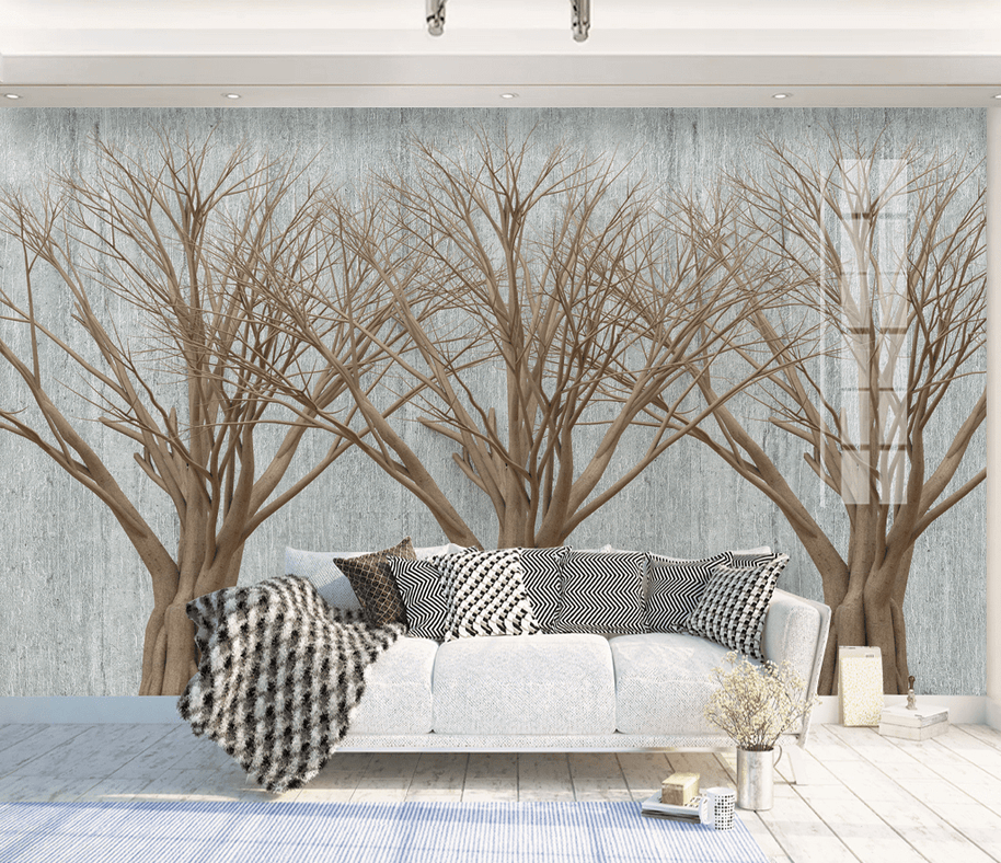 MinimalisticDecor.com-Retro Nostalgia Abstract Design - Trees Wallpaper Murals