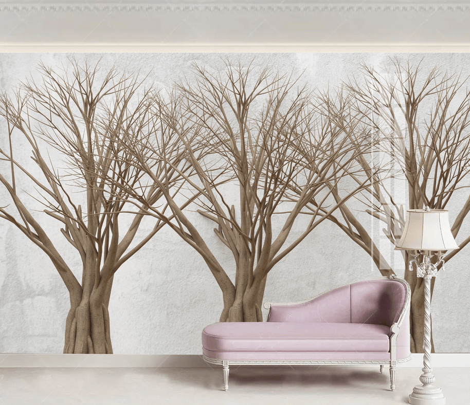 MinimalisticDecor.com-Retro Nostalgia Abstract Design - Trees Wallpaper Murals