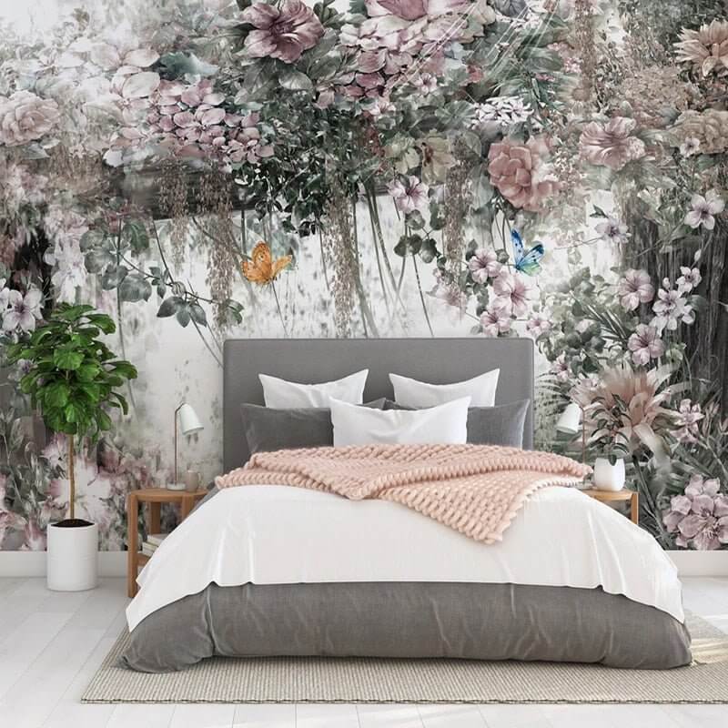 MinimalisticDecor.com-Retro Vine Flowers Wallpaper for Home Wall Decor