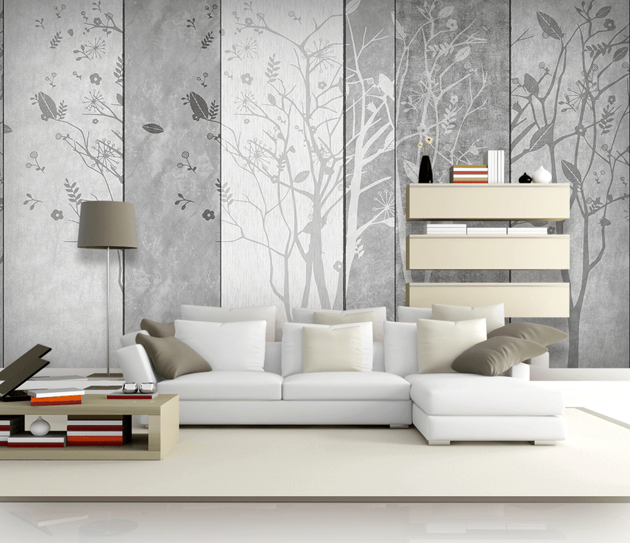 MinimalisticDecor.com-Retro Woods Theme Design: Tree Planks Wallpaper Murals
