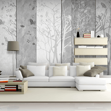 MinimalisticDecor.com-Retro Woods Theme Design: Tree Planks Wallpaper Murals