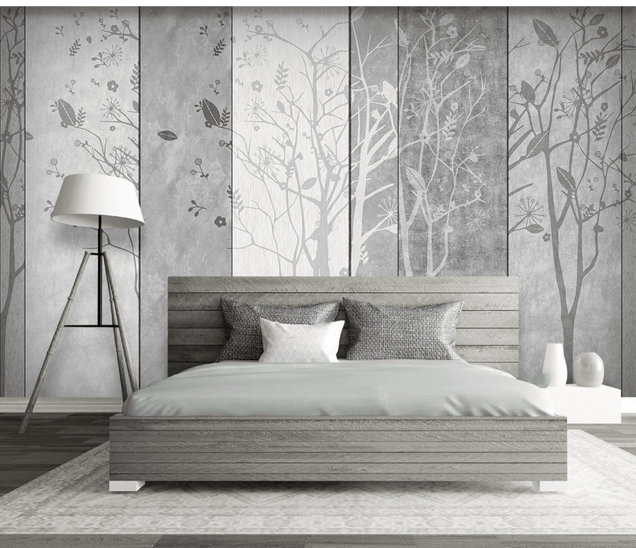 MinimalisticDecor.com-Retro Woods Theme Design: Tree Planks Wallpaper Murals