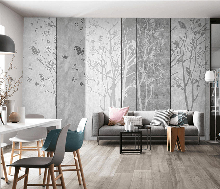 MinimalisticDecor.com-Retro Woods Theme Design: Tree Planks Wallpaper Murals