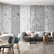 MinimalisticDecor.com-Retro Woods Theme Design: Tree Planks Wallpaper Murals
