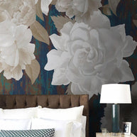 MinimalisticDecor.com-Roses are White Floral Wallpaper Mural