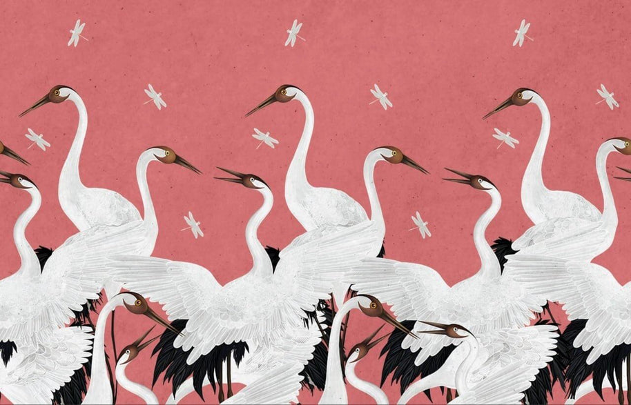 MinimalisticDecor.com-Salmon Pink Flamingo Wallpaper for Home Wall Decor