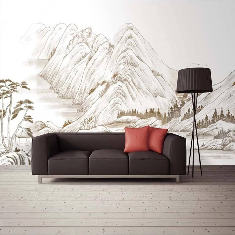 MinimalisticDecor.com-Scandi Mountains Wallpaper: Transform Your Space