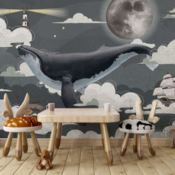 MinimalisticDecor.com-Sea Whale Adventure - Kids Nursery Wallpaper Mural