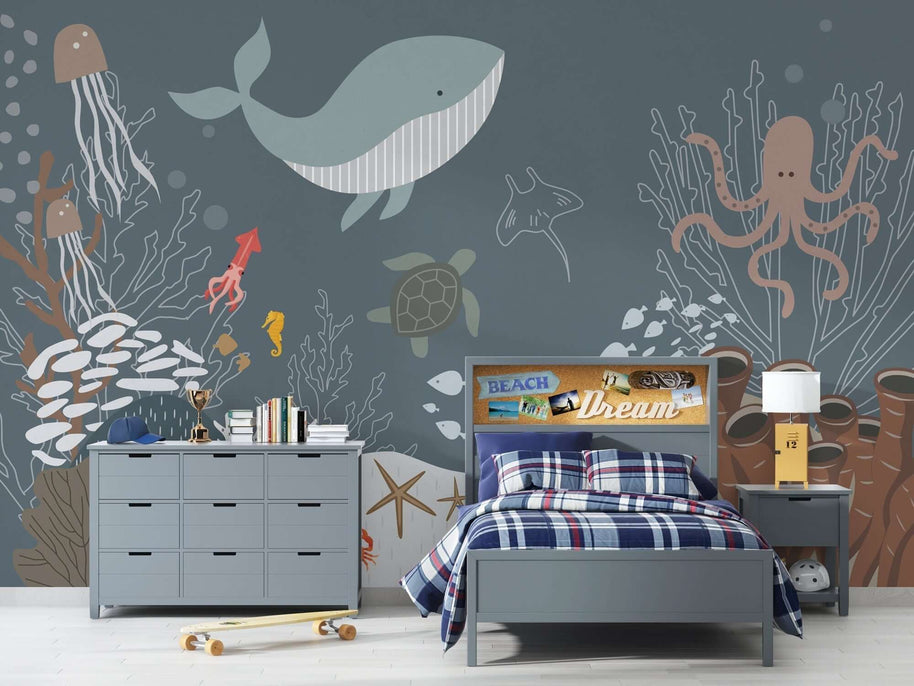 MinimalisticDecor.com-Sealife Adventure - Kids Nursery Wallpaper Mural