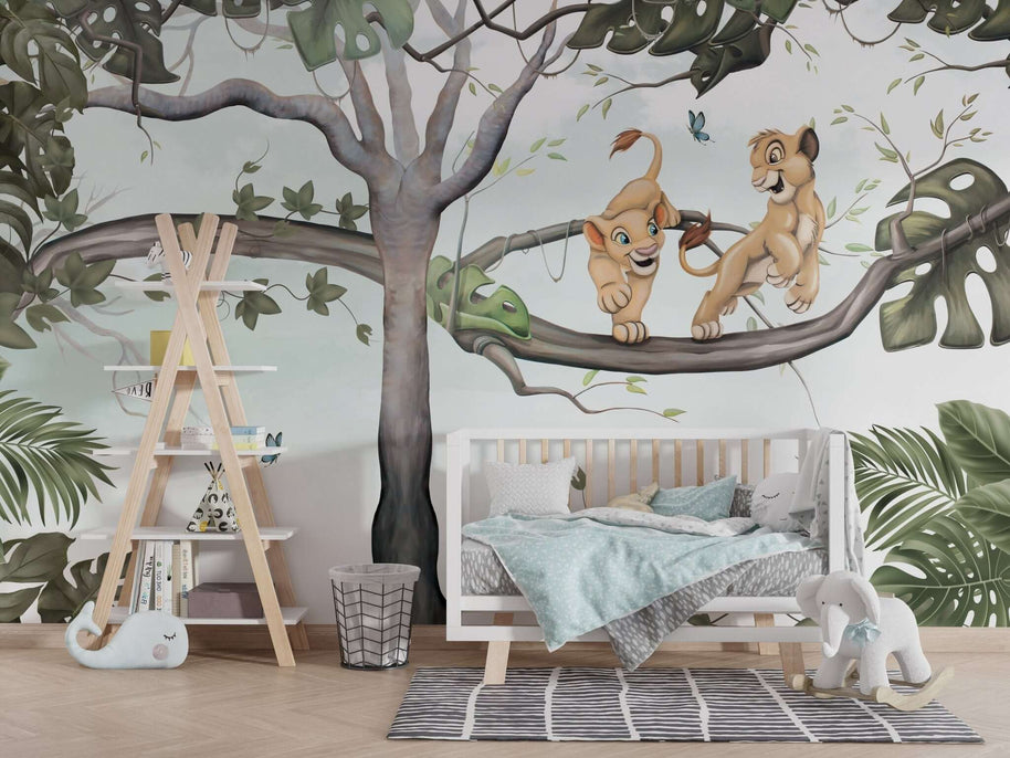 MinimalisticDecor.com-Simba & Nala Kids room Wallpaper