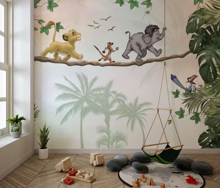MinimalisticDecor.com-Simba & Timon Kids room Wallpaper