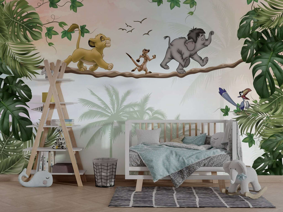 MinimalisticDecor.com-Simba & Timon Kids room Wallpaper