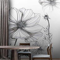 MinimalisticDecor.com-Sketch Flower Wallpaper Mural: Stunningly Unique Design