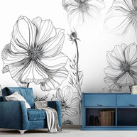 MinimalisticDecor.com-Sketch Flower Wallpaper Mural: Stunningly Unique Design