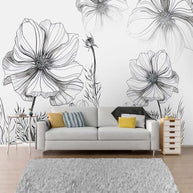 MinimalisticDecor.com-Sketch Flower Wallpaper Mural: Stunningly Unique Design