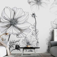 MinimalisticDecor.com-Sketch Flower Wallpaper Mural: Stunningly Unique Design