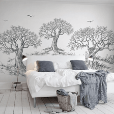 MinimalisticDecor.com-Sketchy Trees Wallpaper Murals - Transform Your Space