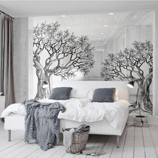MinimalisticDecor.com-Sketchy Twin Trees Wallpaper Murals – Transform your space
