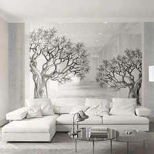 MinimalisticDecor.com-Sketchy Twin Trees Wallpaper Murals – Transform your space