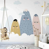 MinimalisticDecor.com-Sleepy Mountains and Moon Wall Mural for Baby Room